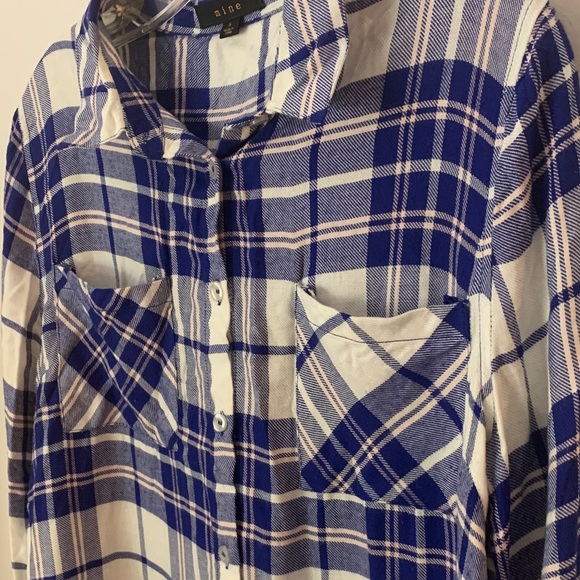 Blue, White & Baby Pink Flannel Button Up Shirt - Picture 7 of 12
